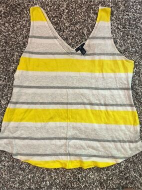 GAP Yellow and Gray Striped V-Neck Tank